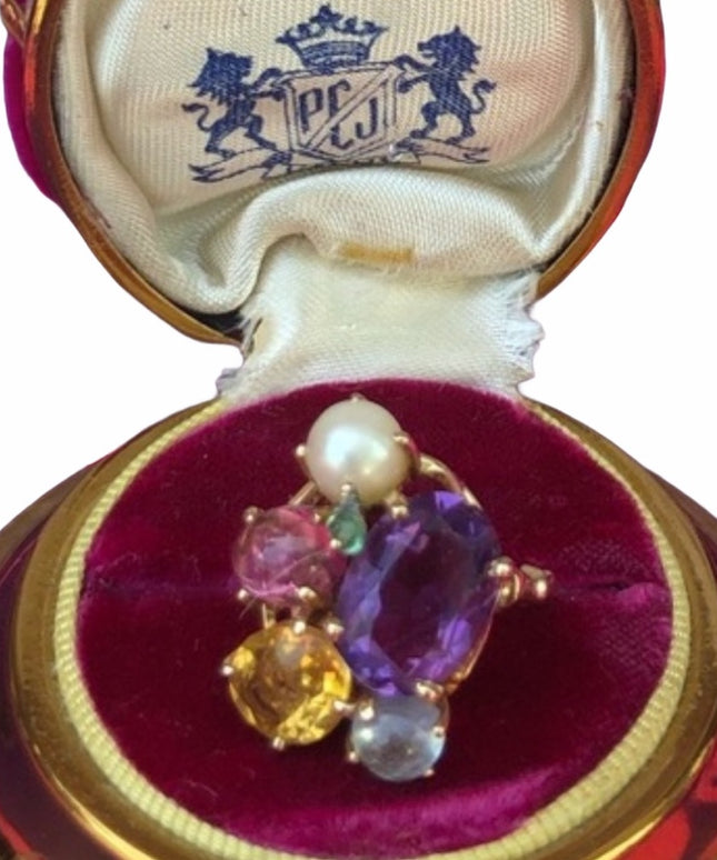 - Spectacular Cocktail Cluster Multi gemstone Custom ring 10.64 TCW W appr…
