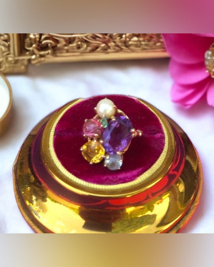 - Spectacular Cocktail Cluster Multi gemstone Custom ring 10.64 TCW W appr…