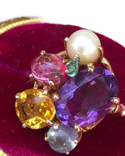 - Spectacular Cocktail Cluster Multi gemstone Custom ring 10.64 TCW W appr…