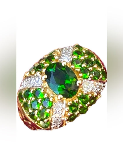 - Stunning - 14k Tsavorite Garnet & Diamonds ring cocktail dinner w apprai…