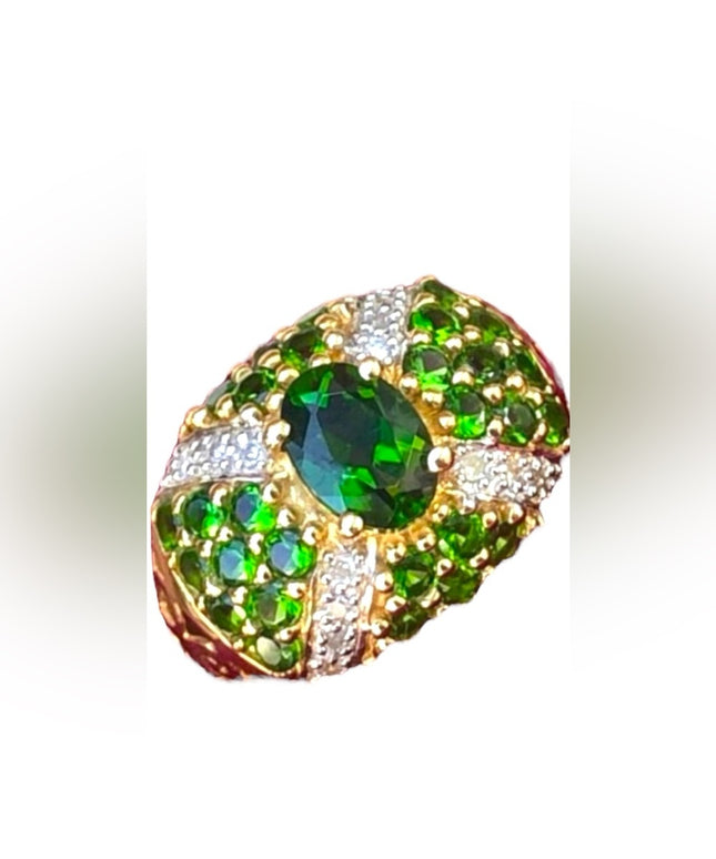 - Stunning - 14k Tsavorite Garnet & Diamonds ring cocktail dinner w apprai…