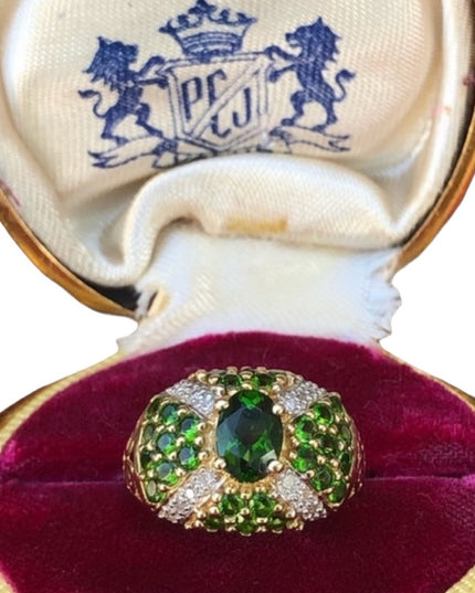 - Stunning - 14k Tsavorite Garnet & Diamonds ring cocktail dinner w apprai…