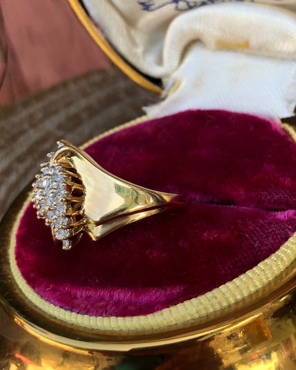 Stunning - 10k Diamond ring waterfall .24 tcw Cocktail cluster