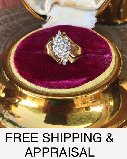 Stunning - 10k Diamond ring waterfall .24 tcw Cocktail cluster
