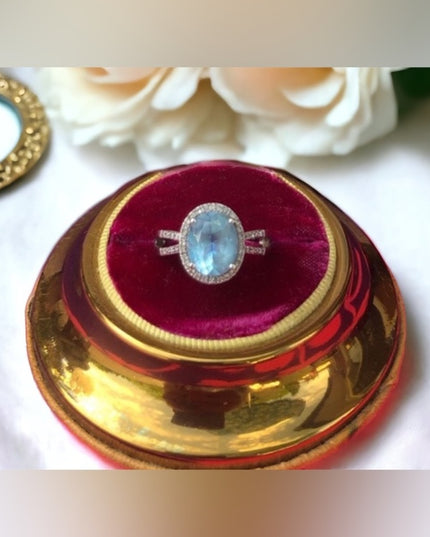 Stunning 14k Diamonds & Topaz ring over 5TCW! cocktail dinner YG