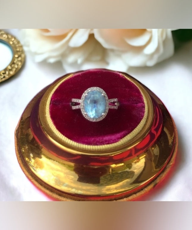Stunning 14k Diamonds & Topaz ring over 5TCW! cocktail dinner YG