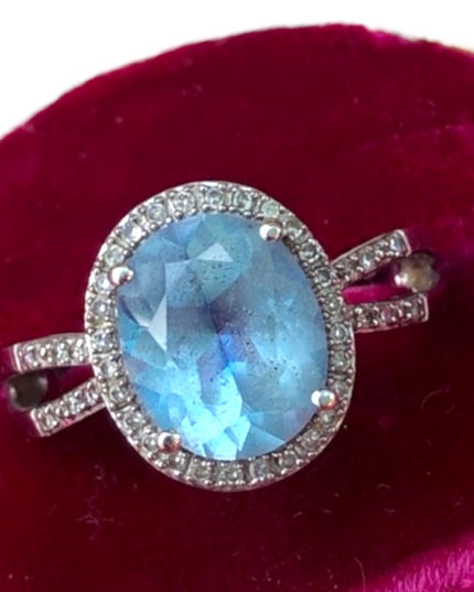 Stunning 14k Diamonds & Topaz ring over 5TCW! cocktail dinner YG