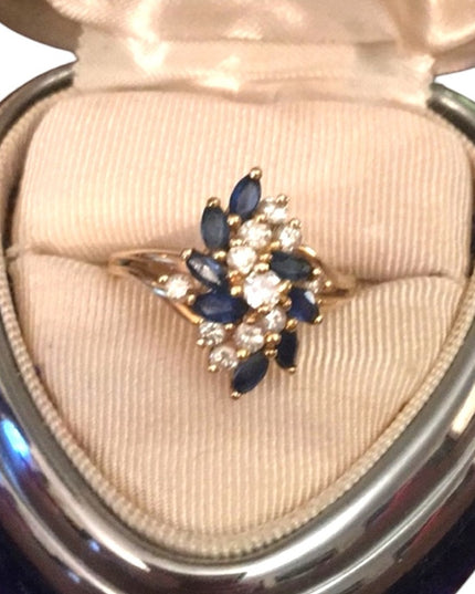 14k Diamond & Sapphire cocktail ring w/Appraisal cluster
