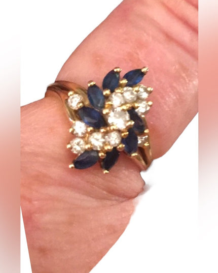 14k Diamond & Sapphire cocktail ring w/Appraisal cluster