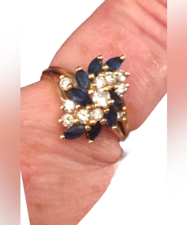 14k Diamond & Sapphire cocktail ring w/Appraisal cluster