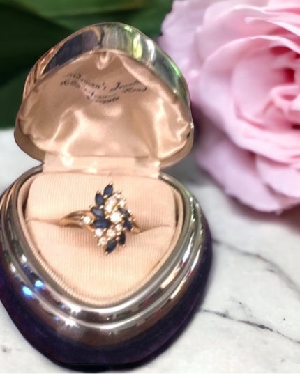 14k Diamond & Sapphire cocktail ring w/Appraisal cluster