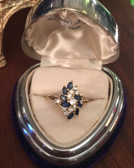14k Diamond & Sapphire cocktail ring w/Appraisal cluster
