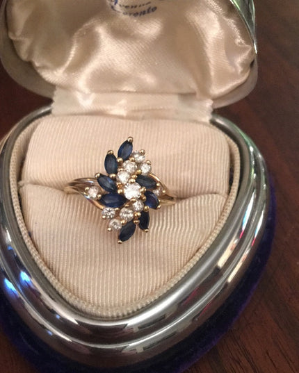 14k Diamond & Sapphire cocktail ring w/Appraisal cluster