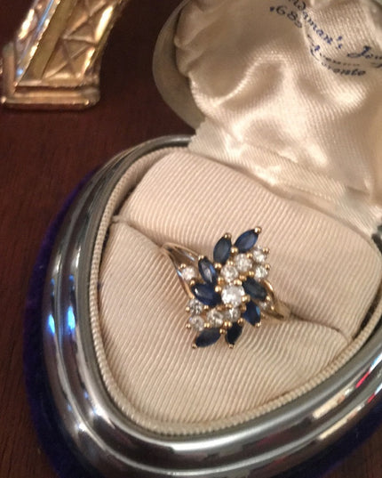 14k Diamond & Sapphire cocktail ring w/Appraisal cluster