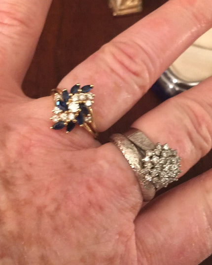 14k Diamond & Sapphire cocktail ring w/Appraisal cluster