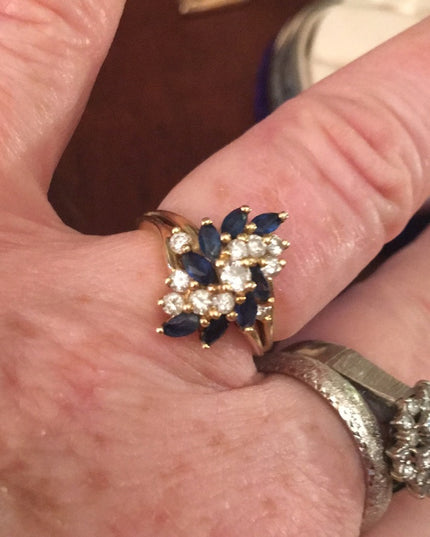 14k Diamond & Sapphire cocktail ring w/Appraisal cluster