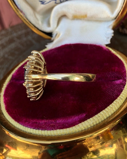 14k gold diamond & sapphire ring .70 tcw cocktail cluster