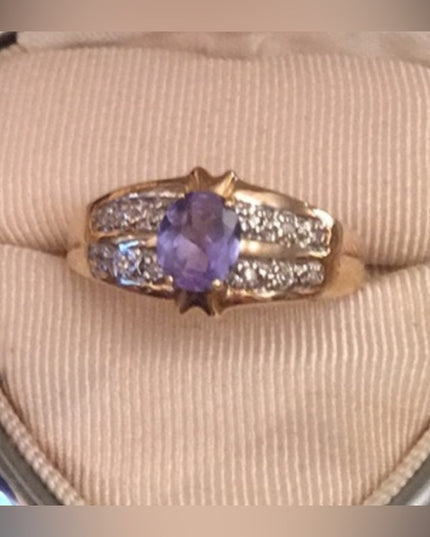 14k Gold Fancy Diamond Tanzanite Cocktail ring