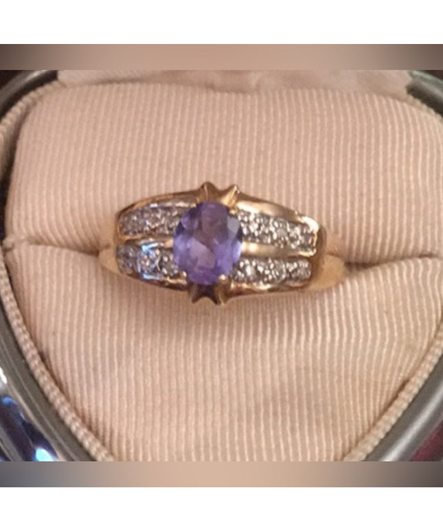 14k Gold Fancy Diamond Tanzanite Cocktail ring