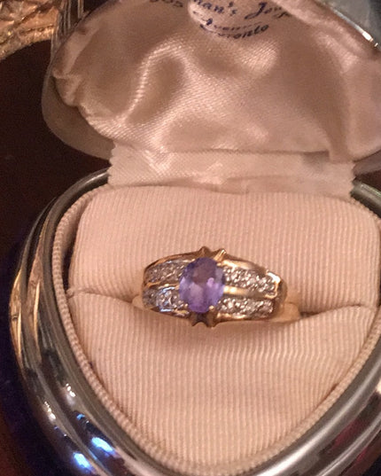 14k Gold Fancy Diamond Tanzanite Cocktail ring