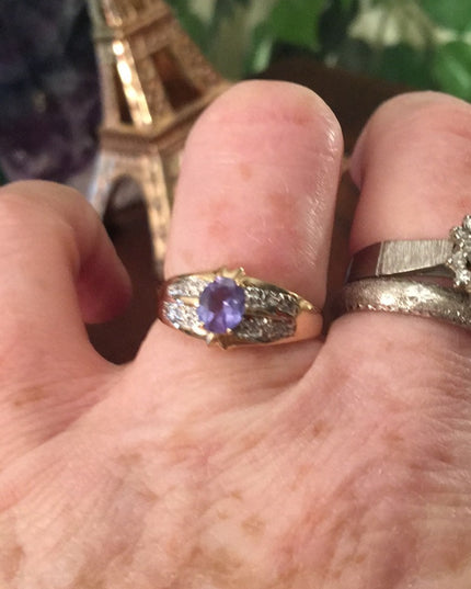 14k Gold Fancy Diamond Tanzanite Cocktail ring