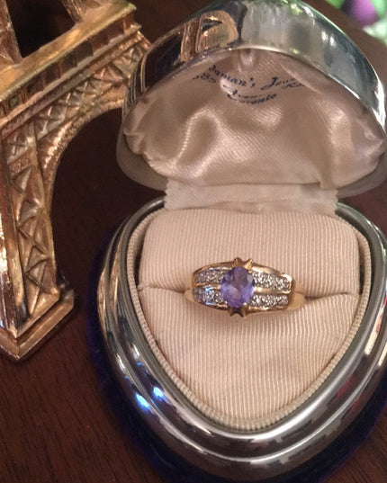 14k Gold Fancy Diamond Tanzanite Cocktail ring
