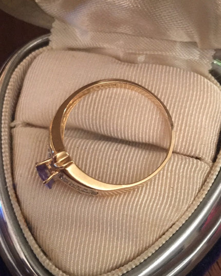 14k Gold Fancy Diamond Tanzanite Cocktail ring