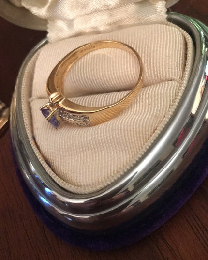 14k Gold Fancy Diamond Tanzanite Cocktail ring