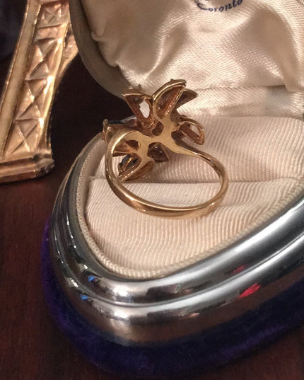 VTG 14k Gold Diamond & Sapphire Modernist ring