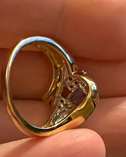 Stunning 14k yellow gold Tanzanite & Diamond cluster dinner ring