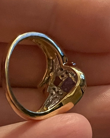 Stunning 14k yellow gold Tanzanite & Diamond cluster dinner ring