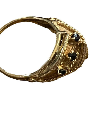 Stunning vintage 14k GOLD Sapphire Domed Dinner ring 1960s