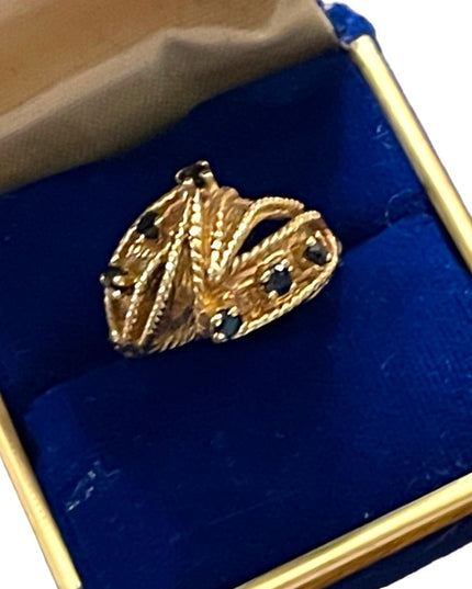 Stunning vintage 14k GOLD Sapphire Domed Dinner ring 1960s