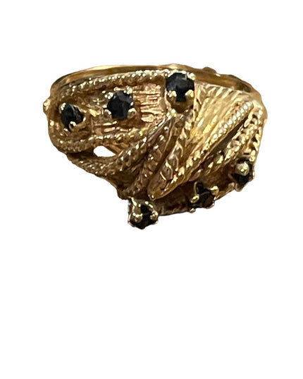 Stunning vintage 14k GOLD Sapphire Domed Dinner ring 1960s