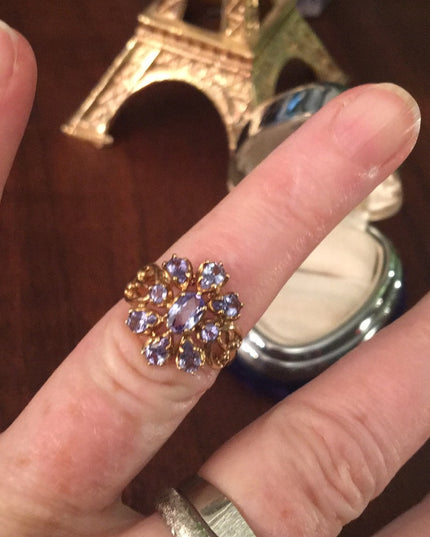 10k Gold Tanzanite cluster ring w/appraisal