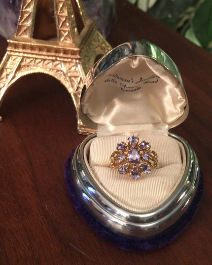 10k Gold Tanzanite cluster ring w/appraisal