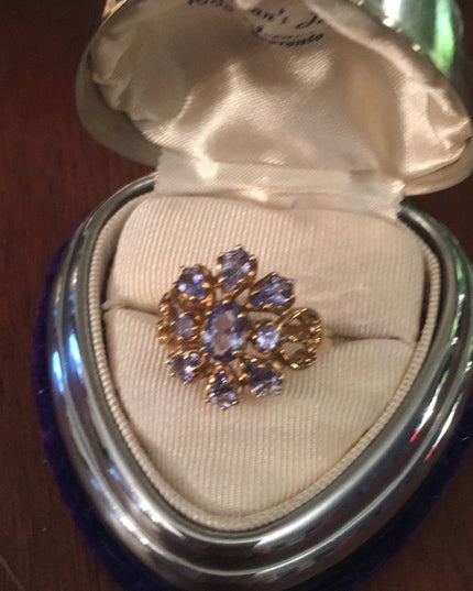 10k Gold Tanzanite cluster ring w/appraisal