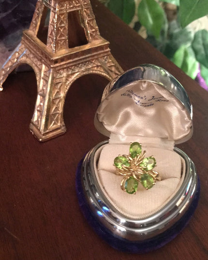 14k Gold Peridot Flower ring cocktail w/ Appraisal