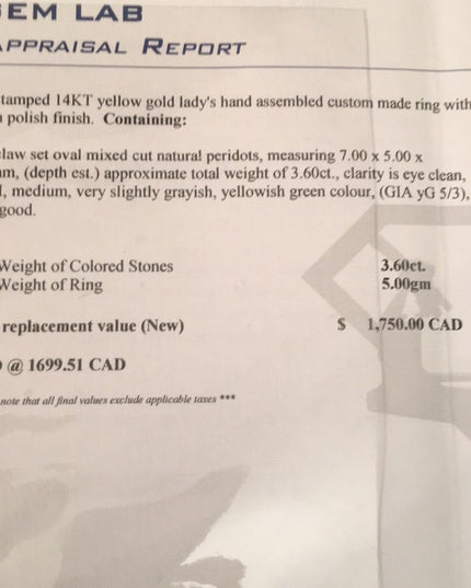 14k Gold Peridot Flower ring cocktail w/ Appraisal
