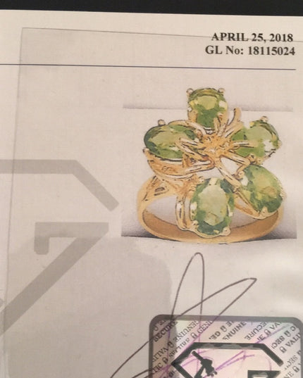 14k Gold Peridot Flower ring cocktail w/ Appraisal