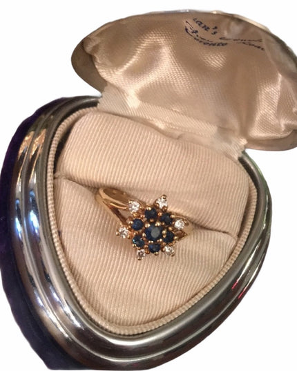 14k Gold Sapphire Diamond cluster ring w-appraisal