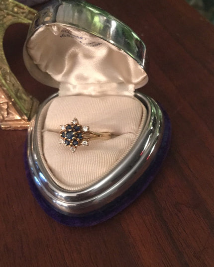14k Gold Sapphire Diamond cluster ring w-appraisal