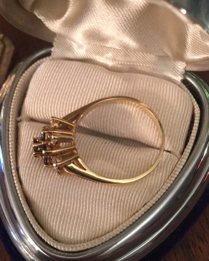 14k Gold Sapphire Diamond cluster ring w-appraisal