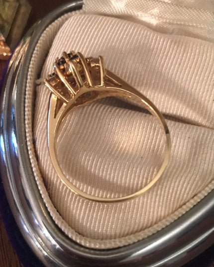 14k Gold Sapphire Diamond cluster ring w-appraisal