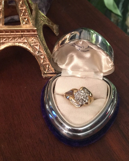 14k Gold Vintage 1950s Diamond Cluster ring w- appraisal