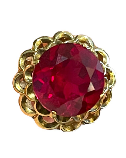 Vintage 10k Gold Ruby fany ornate dinner ring SIFFARI Sz 8