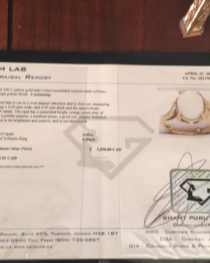 10k Gold Opal ring with Appraisal