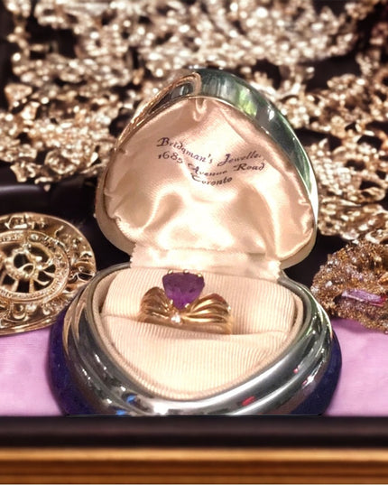 10k Gold Trillion cut Amethyst & Diamond ring