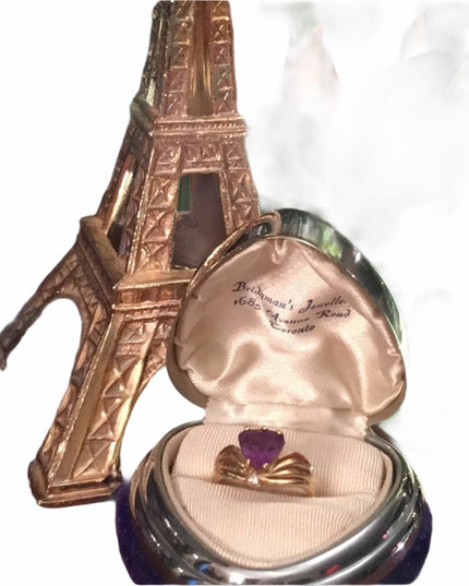 10k Gold Trillion cut Amethyst & Diamond ring
