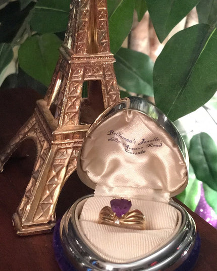 10k Gold Trillion cut Amethyst & Diamond ring